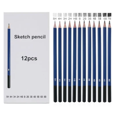 Abbildung von YPYMOD 12 Stüch Zeichenstifte Bleistifte, Bleistifte Set 5H 4H 3H 2H HB B 2B 3B 4B 5B 6B 8B, Skizzierstifte, Zeichenbleistift für Kinder Erwachsene Anfänger Professionelle Zeichnen