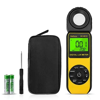 Abbildung von Lichtmesser Pflanzen Luxmeter, Kethvoz Belichtungsmesser Lumen Meter Messen Light 0,1 400.000 Lux mit Datenaufzeichnung, 270º Gedrehtem Lichtmessgerät, LED Fotografie messgerät KE 881D