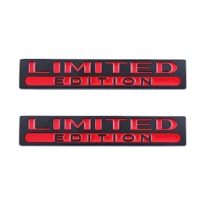 Abbildung von 2 Stück Limited Edition Emblem für Autoabzeichen Aufkleber Kofferraum hinten (schwarz rot)