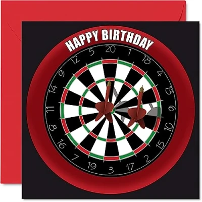 Abbildung von Lustige Geburtstagskarte zum 64. Geburtstag für Männer und Frauen Dartscheibe Happy Birthday Karte Vater, Mutter, Großvater, Nanny, Oma, Onkel, Tante, Cousin, 145 mm x mm,