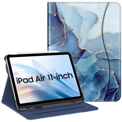 Abbildung von Fintie Hülle für iPad Air 5th Generation (2022) / 4th (2020) 10.9 Zoll, Multi Angle Viewing Schutzhülle mit Stifthalter &amp; Tasche, Auto Sleep/Wake, Ocean Marble