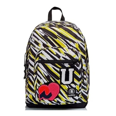 Abbildung von Invicta Rucksack aus nachhaltigem Stoff, Backpack mit Trinkflaschenfach, Laptopfach, Extra Platz 38 LT Unisex, für Schule, Sport und Freizeit, italienisches Design, mehrfarbig, JELEK ANIMALIER