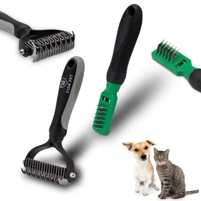 Abbildung von FinoPet 2er Set Entfilzungsbürsten und Hundebürste/Katzenbürste Ideal für Fellpflege &amp; Krallenpflege, Katzen Hundezubehör, Perfekt Langhaar Kurzhaar Kein Katzenspielzeug