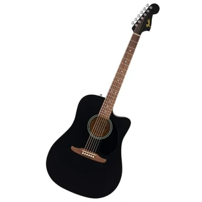 Abbildung von Fender California Debut Redondo Dreadnought mit Cutaway CE Akustikgitarre, Fichtendecke, schwarzem Schlagbrett, Black