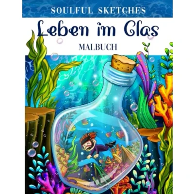 Abbildung von Leben im Glas: Malbuch für Erwachsene mit bezaubernden Szenen, niedlichen Tieren und Lebensaktivitäten in Gläsern, Zeichenblättern magischen Illustrationen zur Entspannung Stressbewältigung