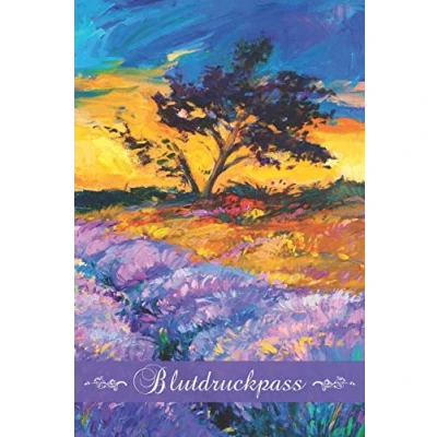 Abbildung von Blutdruckpass: Blutdrucktagebuch zum Eintragen der täglichen Blutdruckwerte mit Anleitung und Blutdrucktabelle klein ca. A5 im Lavendel Design