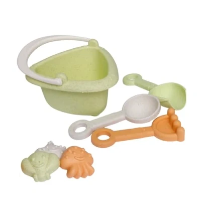 Abbildung von alldoro 60175 Mein erstes Sandspielzeug Mini 7 TLG. Kunststoff Weizenstroh Mix, buntes Set für Kinder ab 18 Monaten mit Eimer, Farblich Sortiert
