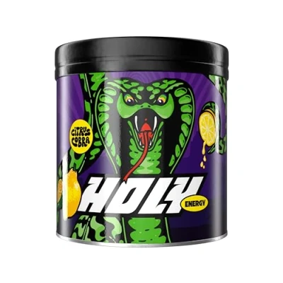 Abbildung von HOLY Energy Gaming Booster &#039;Citrus Cobra&#039; mit Zitrus &amp; Kalamansi Geschmack Pulver 50 Portionen NewCaff Grüntee Extrakt Focus Drink Vegan 100% natürlichen Fruchtaromen