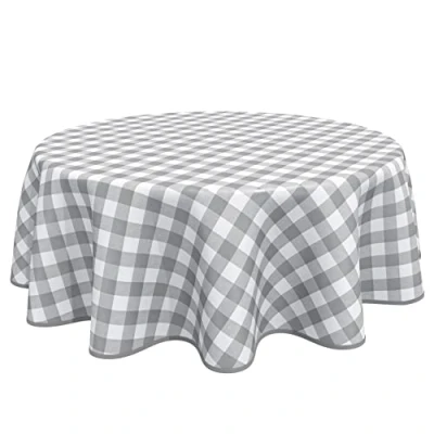 Abbildung von Home Direct Wachstuch Tischdecke aus PVC mit Gingham Muster, abwischbar, 160 cm, Hellgrau
