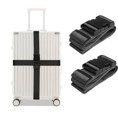 Abbildung von 2 Stück Koffergurt Set, Gepäckband Schwarz, Kofferbänder Luggage Strap Einstellbare Gepäckbandz, 188CM