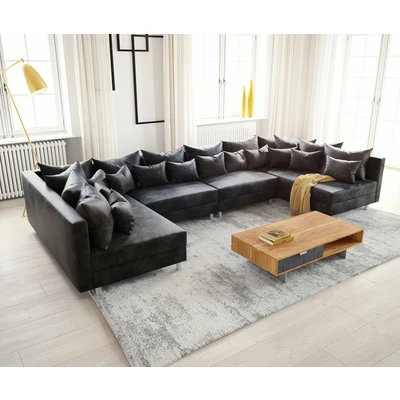 Abbildung von DELIFE Wohnlandschaft Clovis, XL Anthrazit Antik Optik Modulsofa