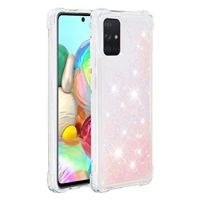 Abbildung von KBIKO zxl Kompatibel mit Samsung Galaxy A71 4G Glitzer Hülle,Mädchen Glitzern Handyhülle,Paillette Flüssigkeit Clear Silikon Schutzhülle für 4G.Silver Pink YBL