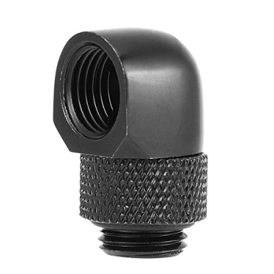 Abbildung von Richer R G1/4 Zoll Gewinde Adapter, 90 Grad Drehwinkel PC Wasserkühlung Fitting Adapter,Messing Elbow Barb Stecker für Rohr Silberig/Schwarz(Black)