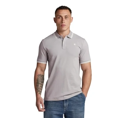 Abbildung von G STAR RAW Men&#039;s Polos Dunda Slim Stripe Polo, Grau (grey alloy D17127 5864 G276), M