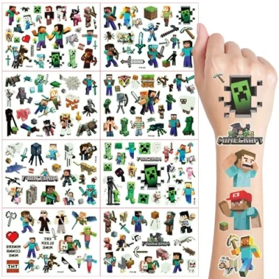 Abbildung von Temporäre Tattoos Kinder, 8 Blätter Tattoo für Jungen Mädchen, Cartoon Kindertattoos Deko Kindergeburtstag, Geburtstag Party Geschenk Kleine, Hautfreundliche