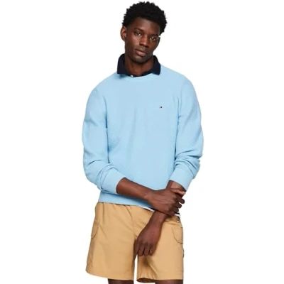 Abbildung von Tommy Hilfiger Textured CREW NECK Strickpullover, Herren, Größe: XS, Sleepy blue