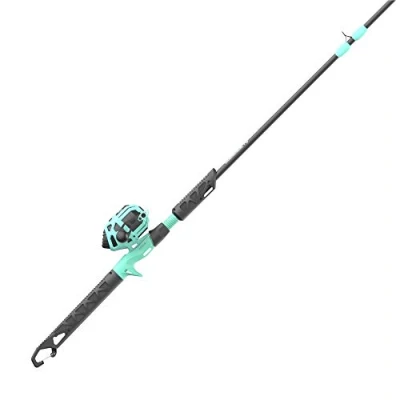 Abbildung von Zebco Kids Rambler Spincast Rolle und Angelrute, 152 cm, 7,6 2 teilige Größe 30, wechselbare Rechts oder Linkshänder Apportierung, vorgespult mit 3,6 kg Cajun Schnur