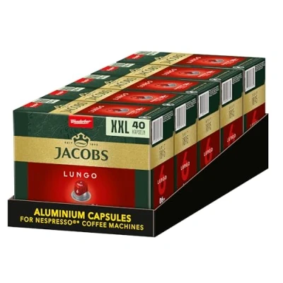 Abbildung von Jacobs Kaffeekapseln Lungo Classico 6, Nespresso* kompatible Kapseln, Samtige Crema, Intensität 6/12, 200 Stück (5 x 40 Getränke)