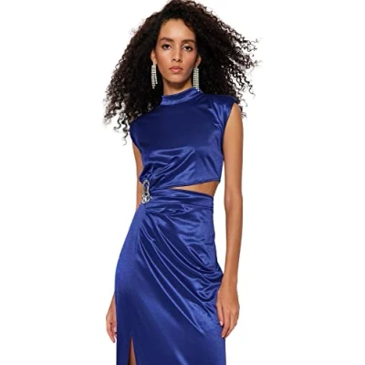Abbildung von Trendyol Damen Women Evening Dress Shift Fitted Knit Abendkleid, Sax, s