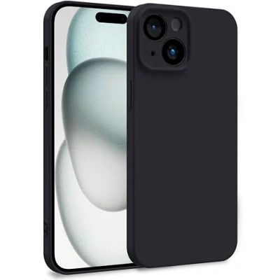 Abbildung von MyGadget Silikon Hülle kompatibel mit Apple iPhone 15 Zweilagige Handyhülle Kameraschutz Cover Innenfutter &amp; außen Schwarz