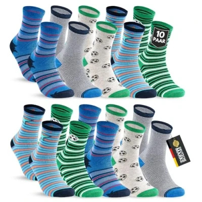 Abbildung von sockenkauf24 Socken 10 Paar Kinder Jungen &amp; Mädchen Baumwolle Kindersocken (31 34) 54375
