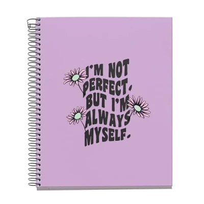 Abbildung von Miquelrius Notebook A5 (148 x 210 mm), kariert 5 mm, 120 Blatt 70 g/m², Kartoneinband, 4 farbige Streifen, Spirale, Kollektion Happy Daisies, Malve