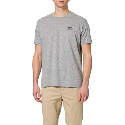 Abbildung von Alpha Industries Small LOGO Tshirt print, Herren, Größe: Large, Grey heather