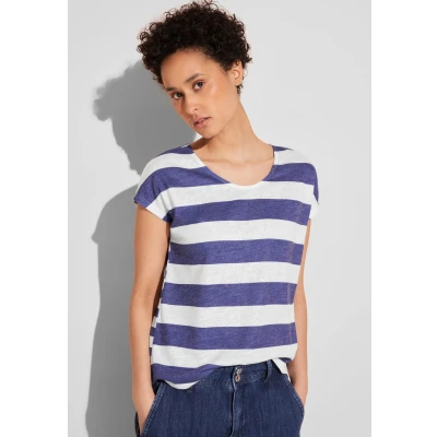 Abbildung von Street One Gestreiftes Tshirt print, Damen, Größe: 38, Blau