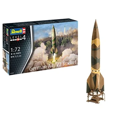 Abbildung von Revell Modellbausatz Militär I German A4 V2 Rocket Maßstab 1:72 Level 4 Bausatz Teileanzahl 46 ab 12+ Jahren für Kinder und Erwachsene inkl. Aufkleber Set