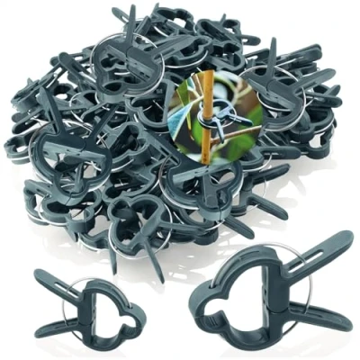 Abbildung von com four® 60x Pflanzenklemmen Rankhilfen zur Sicherung von Pflanzen Pflanzenklammern in 2 Größen Rankkäfige für Tomaten Rosenklammern grüne Pflanzenclips (060 Stück Mix)