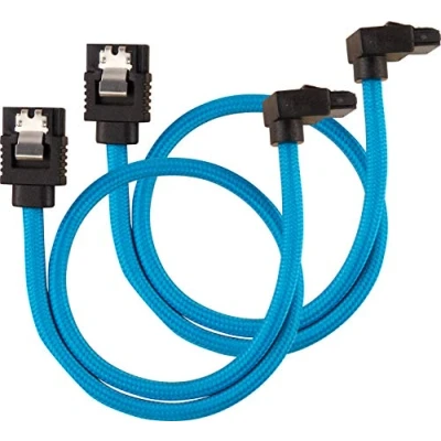 Abbildung von Corsair Premium Sleeved SATA 3 Kabel gewinkelt / gerade (6Gbps, 30 cm 90) Blau