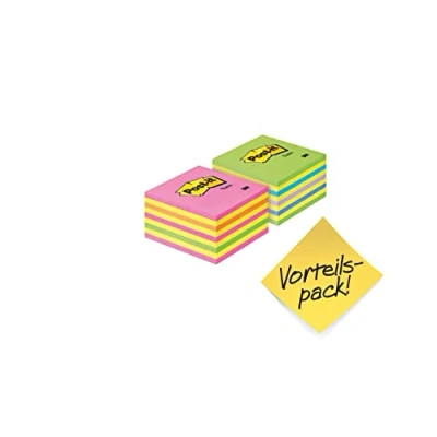 Abbildung von Post It Würfel 2028NX2, Gelb, Neonblau, Neongrün, Neonpink, Rosa, Neonfarben, Standard 76 x mm, 2 A 450 Blatt