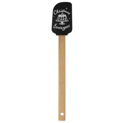 Abbildung von ZauberDeko Teigschaber Silikon Holz Teigspachtel Backzubehör Küche Weihnachtsbäckerei 29cm, Farbe:Schwarz