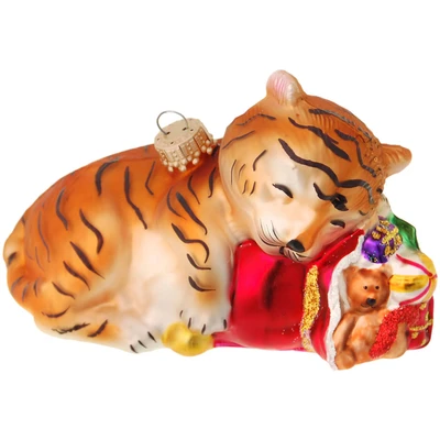 Abbildung von Krebs Glas Lauscha Christbaumschmuck &quot;Glasornament Babytiger, mundgeblasen, handbemalt&quot;, (1 tlg.), Weihnachtsdeko, Christbaumkugeln aus Glas, Weihnachtsbaumkugel
