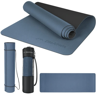 Abbildung von EliteAthlete Yogamatte Sportmatte Fitnessmatte Gymnastikmatte gepolstert &amp; rutschfest für Fitness, Pilates Yoga Matte 183 cm x 61 0.6 Trainingsmatte inkl. Transportgurt + Tasche