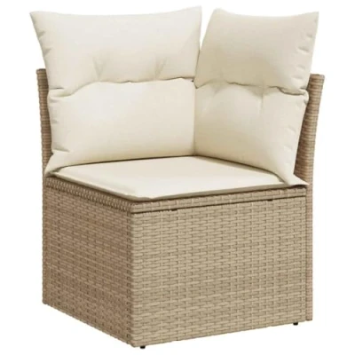 Abbildung von vidaXL Loungesofa Garten Ecksofa mit Kissen Beige Poly Rattan, 1 Teile