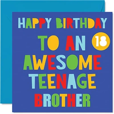 Abbildung von Lustige Geburtstagskarte zum 18. Geburtstag für den Bruder Awesome Teenage Brother 18 Happy 18th Karte von Sister Step Geburtstagsgeschenk 145 mm Achtzehnte Geschenk