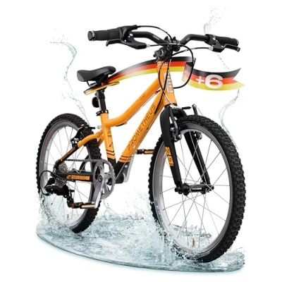 Abbildung von Kinderfahrrad 20 Zoll ab 6 Jahre Superleicht 7 Gang Fahrrad Orange Schwarz