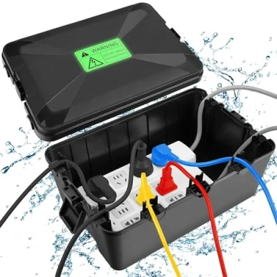 Abbildung von Wasserdichte Kabelbox,Garten kabelbox wasserdicht für den Außenbereich,IP54 Safe Box Sicherheitsbo(32 x 22 13cm),Wetterfeste Verlängerungskabel Abdeckungen Schützen Steckdose