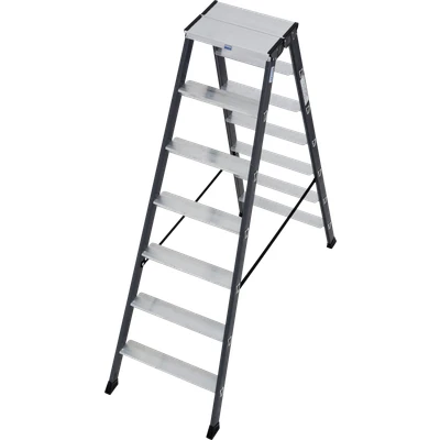Abbildung von KRAUSE Doppelleiter &quot;SePro D&quot;, Alu eloxiert, 2x7 Stufen, Arbeitshöe ca. 306 cm