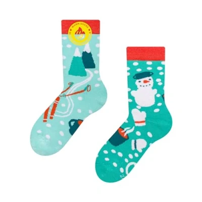 Abbildung von Dedoles Socken Kinder Mädchen Jungen Baumwolle viele lustige Designs Weihnachtssocken 1 Paar Tiger Frosch, Farbe Blau, Motiv Winterabenteuer Wärmesocken, Gr. 27 30