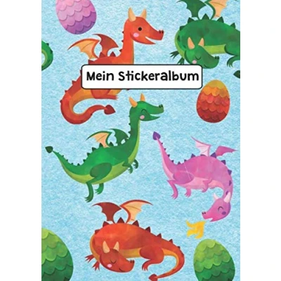 Abbildung von Mein Stickeralbum: Stickeralbum Blanko Drachen Stickerbuch Leer zum sammeln DIN A4 35 Seiten