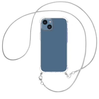 Abbildung von mtb more energy® Handykette kompatibel mit iPhone 15 Metallkette (Snake Silber) Smartphone Hülle zum Umhängen Anti Shock Full TPU Case