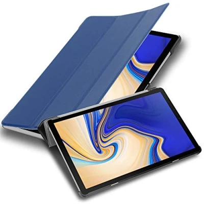 Abbildung von Cadorabo Hülle kompatibel mit Samsung Galaxy Tab S5e (10.5 Zoll) Tablethülle Auto Wake Up aus Kunst Leder Flip Klappbare Magnetische Cover für Tasche in Blau