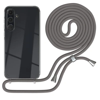 Abbildung von EAZY CASE Handykette kompatibel mit Samsung Galaxy A35 Kette zum Umhängen für Hülle Band aus Silikon stoßfeste transparente Handyhülle als Fallschutz in Anthrazit