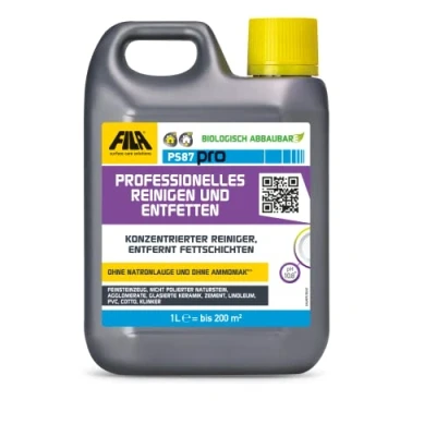 Abbildung von FILA Surface Care Solutions, PS87 PRO, 1 Produkt, 3 Funktionen: Entfetter reiniger, Edding Entferner und Wachsentferner, Intensiv Fettlöser, Steinreiniger Aussen, Sgrassatore, 1L
