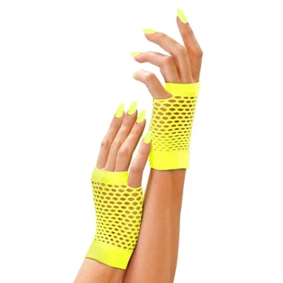 Abbildung von Widmann S.r.l. Kostüm Fingerlose Netz Handschuhe Kurz, Neon Gelb