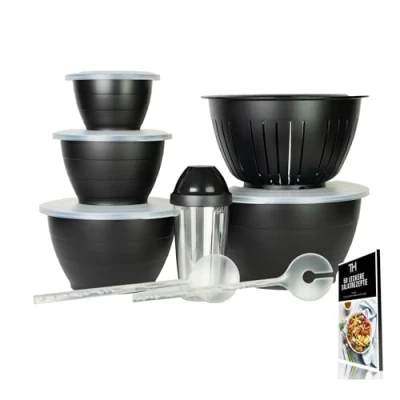 Abbildung von Thiru Salatschüssel 6 Teilig 0,6L/1,3L/2,5L/4,4L mit Deckel, Seiher, Salatbesteck, (8 tlg), Spülmaschinenfest