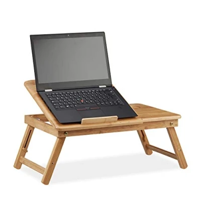Abbildung von relaxdays Laptop Tablett Höhenverstellbarer Laptoptisch Bambus, Bambus