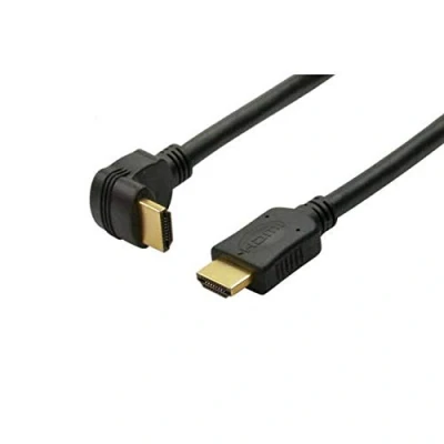 Abbildung von kab24® HDMI™ 2.0 High Speed Kabel 4K, Ultra HD, Full 3D, ARC vergoldete Stecker eine Seite gewinkelt mit Abgang nach unten